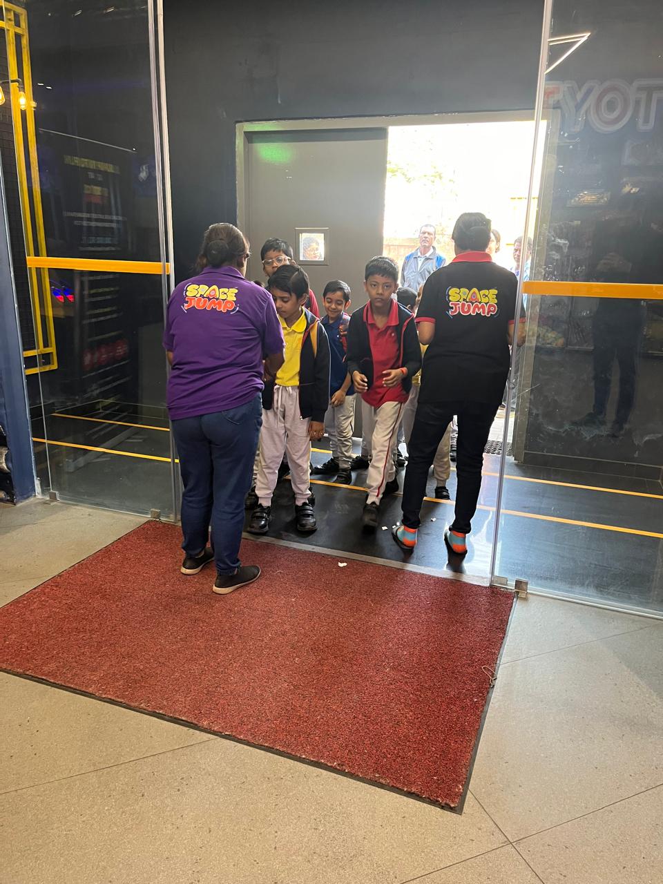 Kids enjoying Space Jump school visit